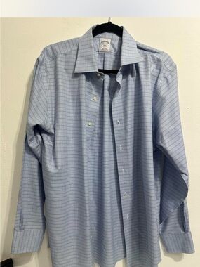 Brooks Brothers Light Blue Windowpane Dress Shirt